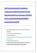 NATE Gas Heating &lpar;Air&rpar; Installation Technician Certification Exam Practice Questions And Correct Answers &lpar;Verified Answers&rpar; Plus Rationales 2026 Q&A &vert; Instant Download Pdf