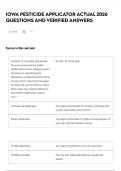 IOWA PESTICIDE APPLICATOR ACTUAL 2026 QUESTIONS AND VERIFIED ANSWERS