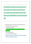 Nevada General Engineering Contractor &lpar;Class A&rpar; Practice Exam Questions And Correct Answers &lpar;Verified Answers&rpar; Plus Rationales 2026 Q&A &vert; Instant Download Pdf