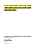 CNA STATE BOARD EXAM ACTUAL TEST QUESTIONA AND VERIFIED ANSWERS LATEST UPDATED WITH CORRECT SOLUTIONS