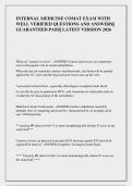 INTERNAL MEDICINE COMAT EXAM WITH &NewLine;WELL VERIFIED QUESTIONS AND ANSWERS&vert;&vert; &NewLine;GUARANTEED PASS&vert;&vert; LATEST VERSION 2026 &NewLine;