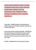 NCCER CORE INTRODUCTION TO BASIC &NewLine;CONSTRUCTION SKILLS SIXTH EDITION &NewLine;EXAM WITH CORRECT ACTUAL &NewLine;QUESTIONS AND CORRECTLY WELL &NewLine;DEFINED ANSWERS LATEST ALREADY &NewLine;GRADED A&plus;