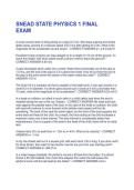 SNEAD STATE PHYSICS 1 FINAL&NewLine;EXAM  &vert; QUESTIONS AND ANSWERS &vert; 2026 UPDATE &vert; SOLVED 100&percnt; CORRECT&period;