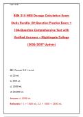 BSN 215 HESI Dosage Calculation Exam Study Bundle Questions & Answers 2026&ndash;2027 &vert; 50 & 104 Question Practice Tests with Verified Answers