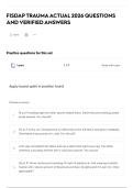FISDAP TRAUMA ACTUAL 2026 QUESTIONS AND VERIFIED ANSWERS