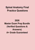 Spinal Anatomy Final Practice Questions PDF &vert; Study Guide & Exam Revision Notes with Answers