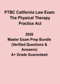 PTBC California Law Exam PDF &vert; Physical Therapy Practice Act Study Guide & Exam Review Notes