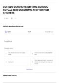 COMEDY DEFENSIVE DRIVING SCHOOL ACTUAL 2026 QUESTIONS AND VERIFIED ANSWERS