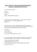 Adult Health 1 Final Exam Questions with Correct Answers 2026 Update