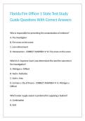 Florida Fire Officer 1 State Test Study Guide Questions With Correct Answers 