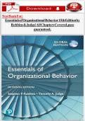 Test Bank for Essentials of Organizational Behavior 15th Edition by Robbins & Judge &vert; All Chapters Covered Complete Guide