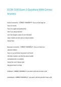 ECON 1500 Exam 2 Questions With Correct Answers