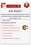 ATI TEAS 7&NewLine;Reading Exam Questions & Answers&lpar;Verified Answers&rpar; &vert; Ultimate&NewLine;Study Guide & Practice Exam 2026&sol;2027 Update&comma; 100&percnt; Guaranteed&NewLine;Pass &vert;&vert; Complete A&plus; Guide