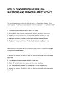 HESI PN FUNDAMENTALS EXAM 2026 QUESTIONS AND ANSWERS LATEST UPDATE