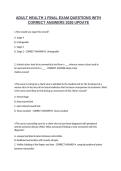 Adult Health 1 Final Exam Questions with Correct Answers 2026 Update&NewLine;