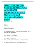 NHA&colon; CERTIFIED CLINICAL MEDICAL ASSISTANT PRACTICE EXAM 7 Questions and Answers Updated 2026