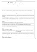 Electrician Licensing Exam Questions and Answers Updated Study Guide Graded A&plus;&NewLine;