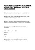 NU 160 MENTAL HEALTH CONCEPTS EXAM&NewLine;4 FINAL STUDY GUIDE 2026 QUESTIONS&NewLine;WITH SOLUTIONS&NewLine;