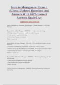  &NewLine;Intro to Management Exam 1 &NewLine;&lbrace;UIowa&rcub;Updated Questions And &NewLine;Answers With 100&percnt; Correct &NewLine;Answers Graded A&plus; 