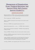 Management of Organizations &NewLine;Exam 1Updated Questions And &NewLine;Answers With 100&percnt; Correct &NewLine;Answers Graded A&plus; 