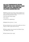 NU 664D COMPREHENSIVE REVIEW&NewLine;PRIMARY CARE ADULT WOMAN I STUDY&NewLine;GUIDE 2026 FULL QUESTIONS AND&NewLine;SOLUTIONS GUARANTEED PASS&NewLine;