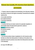 Pearson Vue Casualty Life Insurance Exam Questions and Answers