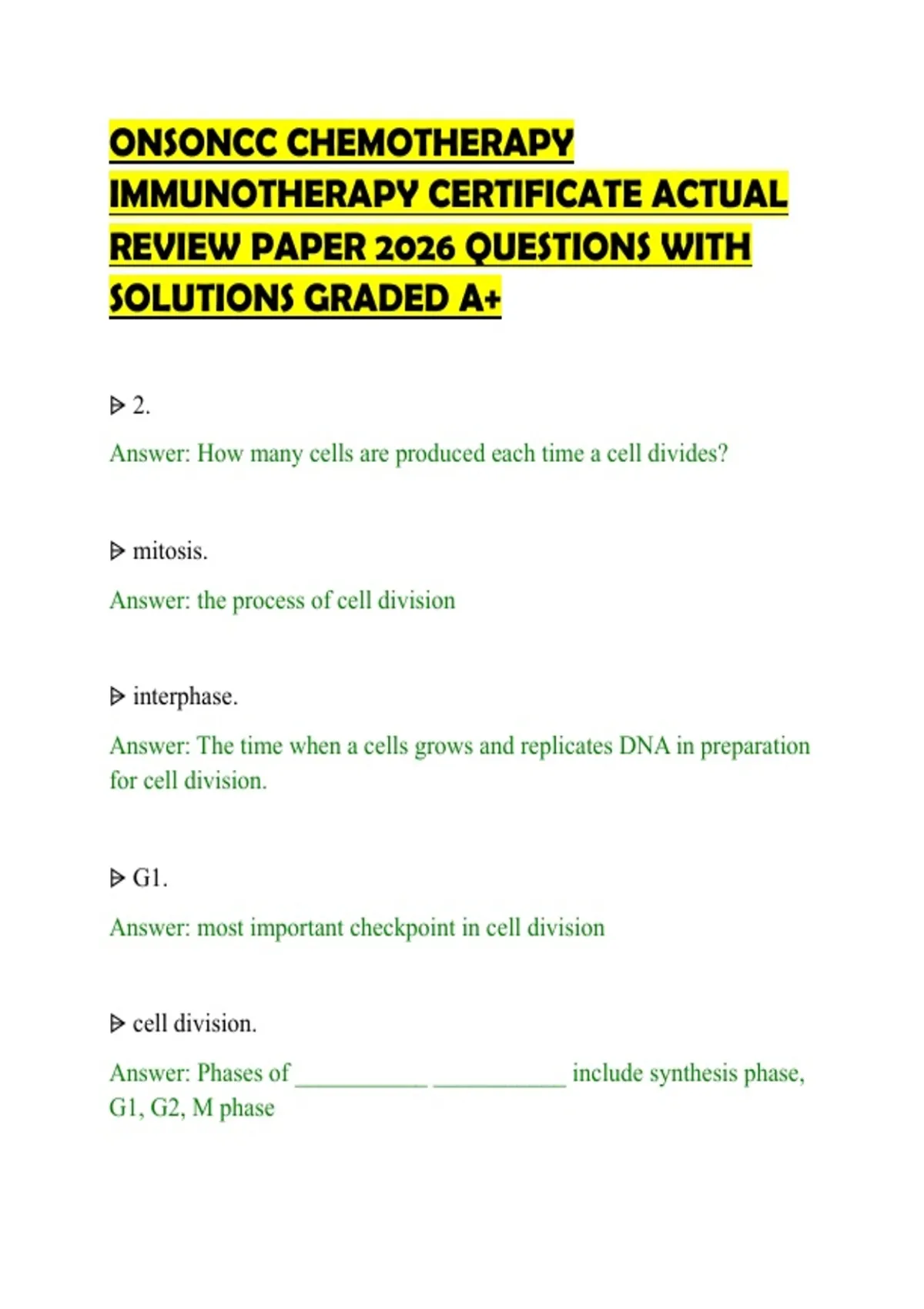 ONSONCC CHEMOTHERAPY IMMUNOTHERAPY CERTIFICATE ACTUAL REVIEW PAPER 2026 ...