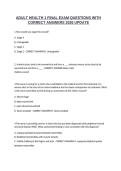 Adult Health 1 Final Exam Questions with Correct Answers 2026 Update Comprehensive Nursing Review Graded A&plus;&NewLine;