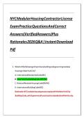 NYC Modular Housing Contractor License Exam Practice Questions And Correct Answers &lpar;Verified Answers&rpar; Plus Rationales 2026 Q&A &vert; Instant Download Pdf