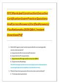 NYC Municipal Construction Executive Certification Exam Practice Questions And Correct Answers &lpar;Verified Answers&rpar; Plus Rationales 2026 Q&A &vert; Instant Download Pdf