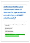 NYC Prefabricated Building Systems Contractor License Exam Practice Questions And Correct Answers &lpar;Verified Answers&rpar; Plus Rationales 2026 Q&A &vert; Instant Download Pdf