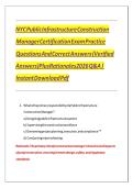 NYC Public Infrastructure Construction Manager Certification Exam Practice Questions And Correct Answers &lpar;Verified Answers&rpar; Plus Rationales 2026 Q&A &vert; Instant Download Pdf