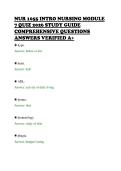 NUR 1055 INTRO NURSING MODULE&NewLine;7 QUIZ 2026 STUDY GUIDE&NewLine;COMPREHENSIVE QUESTIONS&NewLine;ANSWERS VERIFIED A&plus;&NewLine;