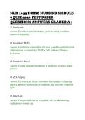 NUR 1055 INTRO NURSING MODULE&NewLine;7 QUIZ 2026 TEST PAPER&NewLine;QUESTIONS ANSWERS GRADED A&plus;&NewLine;