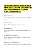 PA EMISSIONS INSPECTOR CERTIFICATION&NewLine;EXAM 2026 EXAM SCRIPT FULL QUESTIONS&NewLine;AND CORRECT ANSWERS VALIDATED&NewLine;STUDY GUIDE GRADED A&plus;