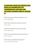 PA EMISSIONS INSPECTOR CERTIFICATION&NewLine;EXAM 2026 EXAMINATION TEST&NewLine;COMPREHENSIVE QUESTIONS AND&NewLine;SOLUTIONS ACCURATE PREP KIT GRADED&NewLine;A&plus;