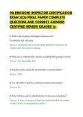PA EMISSIONS INSPECTOR CERTIFICATION&NewLine;EXAM 2026 FINAL PAPER COMPLETE&NewLine;QUESTIONS AND CORRECT ANSWERS&NewLine;CERTIFIED REVIEW GRADED A&plus;