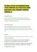 PA REAL ESTATE SALESPERSON EXAM&NewLine;STATE PORTION 2026 PRACTICE GUIDE&NewLine;QUESTIONS AND ANSWERS VERIFIED&NewLine;GRADED A&plus;