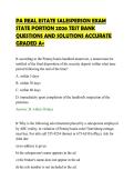 PA REAL ESTATE SALESPERSON EXAM&NewLine;STATE PORTION 2026 TEST BANK&NewLine;QUESTIONS AND SOLUTIONS ACCURATE&NewLine;GRADED A&plus;