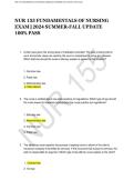 NUR 155 FUNDAMENTALS OF NURSING&NewLine;EXAM&vert;&vert;2024 SUMMER-FALL UPDATE&NewLine;100&percnt; PASS