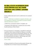 PA REAL ESTATE SALESPERSON EXAM&NewLine;STATE PORTION 2026 TEST PAPER&NewLine;QUESTIONS AND CORRECT ANSWERS&NewLine;GRADED A&plus;