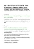 NUR 2180 PHYSICAL ASSESSMENT FINAL&NewLine;PAPER 2026 COMPLETE QUESTION SET&NewLine;VERIFIED ANSWERS TOP SCORE MATERIAL&NewLine;