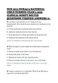 NUR 2513 NUR2513 MATERNAL&NewLine;CHILD NURSING EXAM 3 2026&NewLine;CLINICAL SCRIPT SOLVED&NewLine;QUESTIONS VERIFIED ANSWERS A&plus;&NewLine;