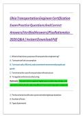 Ohio Transportation Engineer Certification Exam Practice Questions And Correct Answers &lpar;Verified Answers&rpar; Plus Rationales 2026 Q&A &vert; Instant Download Pdf