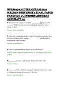 NURS6630 MIDTERM EXAM 2026&NewLine;WALDEN UNIVERSITY FINAL PAPER&NewLine;PRACTICE QUESTIONS ANSWERS&NewLine;ACCURATE A&plus;