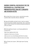 NURSING ESSENTIAL KNOWLEDGE FOR THE&NewLine;PROFESSION ALL CHAPTERS EXAM&NewLine;PREPARATION PACK 2026 KEY CONCEPTS&NewLine;AND REVISION NOTES