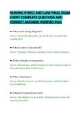 NURSING ETHICS AND LAW FINAL EXAM&NewLine;SCRIPT COMPLETE QUESTIONS AND&NewLine;CORRECT ANSWERS VERIFIED PASS&NewLine;