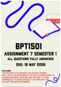 BPT1501 Assignment 7 &lpar;Portfolio&rpar; Semester 1 Memo &vert; Due 18 May 2026