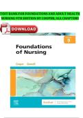 TEST BANK FOR FOUNDATIONS AND ADULT HEALTH NURSING 9TH EDITION BY COOPER All Chapters Complete Guide With Rationales Latest Edition Graded A&plus; FOR FOUNDATIONS AND ADULT HEALTH NURSING 9TH EDITION BY COOPER All Chapters Complete Guide With Rationales Latest