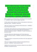 ASCP HEMATOLOGY EXAM REVIEW &NewLine;WITH EXAM QUESTIONS AND &NewLine;CORRECT SOLUTIONS&vert;&vert;100&percnt; &NewLine;GUARANTEED PASS&vert;&vert;ALREADY &NewLine;GRADED A&plus;&vert;&vert;UPDATED 2026&sol;2027 &NewLine;SYLLABUS&vert;&vert;<<RECENT VERSION>> &NewLine;